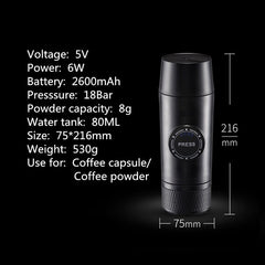 Portable Rechargeable Battery Espresso Machine Travel Car Coffee Powder Capsule Dual-Use Electric Mini